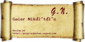 Gaier Nikétás névjegykártya